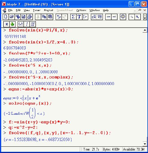       fsolve