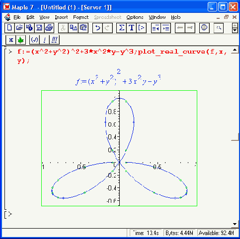   Maple 7 plot_real_curve
